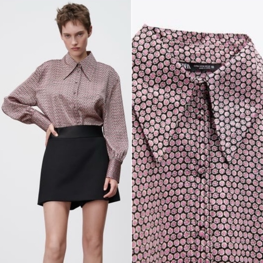 NWT Pink and Black Patterned Blouse - XXL